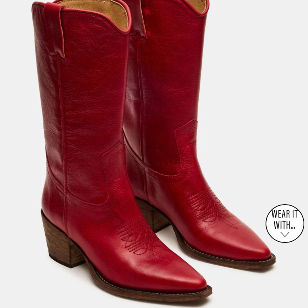 Size 9 Steve Madden Albany boot Red Leather